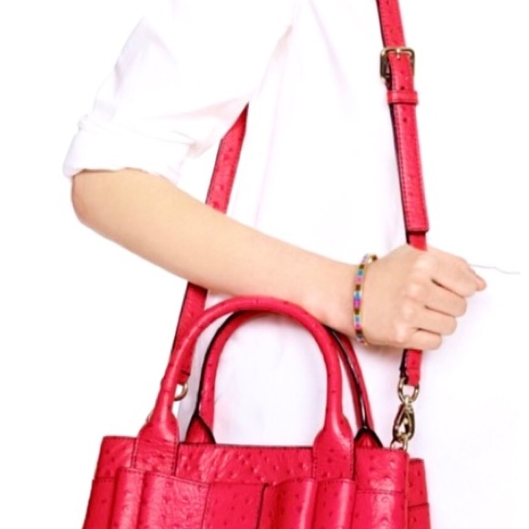 NEW $428 Kate Spade New York Provence Pink Bag Ostrich Leather Desert Rose - Picture 4 of 7